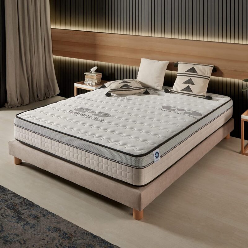 Naturalex - Materasso Matrimoniale 160x190 cm - Visco Carbone - Altezza 24 cm - Schiuma Memory HR